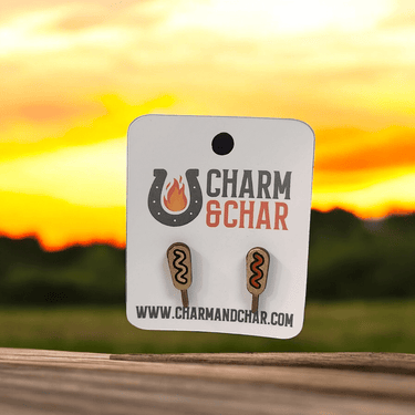 Corn Dog Wood Stud Earrings - Stud Earring - Charm and Char